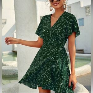 Polka dot knot side A line dress